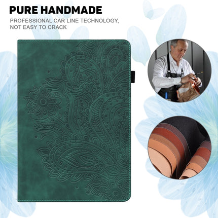 For iPad 10.2 2021 / 2020 / 2019 Peacock Embossed Pattern TPU + PU Horizontal Flip Leather Case with Holder & Card Slots & Wallet & Sleep / Wake-up Function(Green)-garmade.com