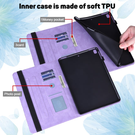 Peacock Embossed Pattern TPU + PU Horizontal Flip Leather Case with Holder & Card Slots & Wallet & Sleep / Wake-up Function For iPad mini (2019) / mini 4 / mini 3 / mini 2 / mini(Purple)-garmade.com