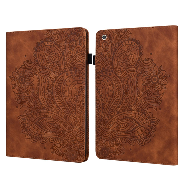 Peacock Embossed Pattern TPU + PU Horizontal Flip Leather Case with Holder & Card Slots & Wallet & Sleep / Wake-up Function For iPad mini (2019) / mini 4 / mini 3 / mini 2 / mini(Brown)-garmade.com
