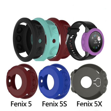 For Garmin Fenix 5S Solid Color Silicone Watch Protective Case(Red)-garmade.com