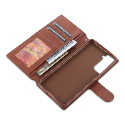 For Samsung Galaxy S21 5G AZNS Calf Texture Horizontal Flip Leather Case with Holder & Card Slots & Wallet & Photo Frame(Brown)-garmade.com