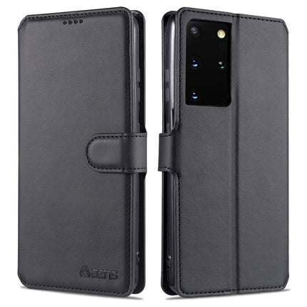 For Samsung Galaxy S21 Ultra 5G AZNS Calf Texture Horizontal Flip Leather Case with Holder & Card Slots & Wallet & Photo Frame(Black)-garmade.com