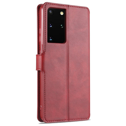 For Samsung Galaxy S21 Ultra 5G AZNS Calf Texture Horizontal Flip Leather Case with Holder & Card Slots & Wallet & Photo Frame(Red)-garmade.com