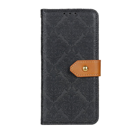 For Samsung Galaxy S21 Ultra 5G European Floral Embossed Copper Buckle Horizontal Flip PU Leather Case with Holder & Card Slots & Wallet & Photo Frame(Black)-garmade.com