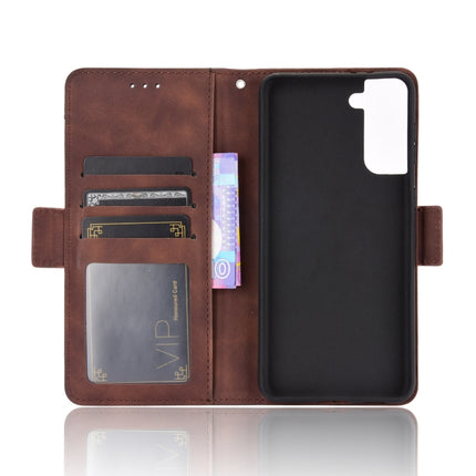 For Samsung Galaxy S21 5G Skin Feel Calf Pattern Horizontal Flip Leather Case with Holder & Card Slots & Photo Frame(Brown)-garmade.com