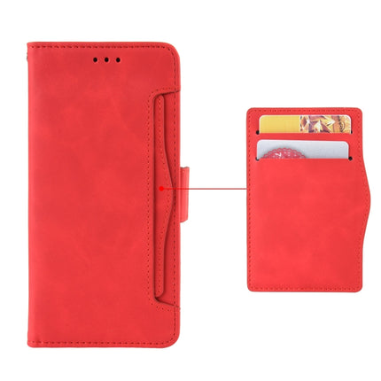 For Samsung Galaxy S21 5G Skin Feel Calf Pattern Horizontal Flip Leather Case with Holder & Card Slots & Photo Frame(Red)-garmade.com