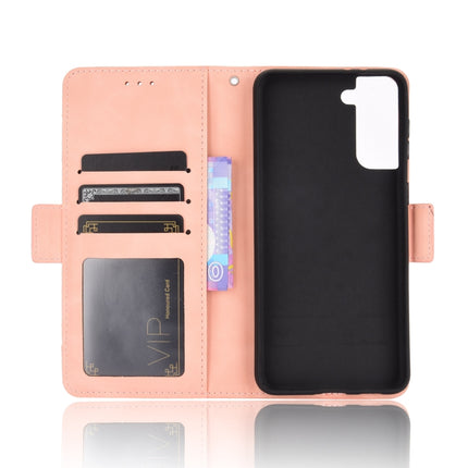 For Samsung Galaxy S21 5G Skin Feel Calf Pattern Horizontal Flip Leather Case with Holder & Card Slots & Photo Frame(Pink)-garmade.com