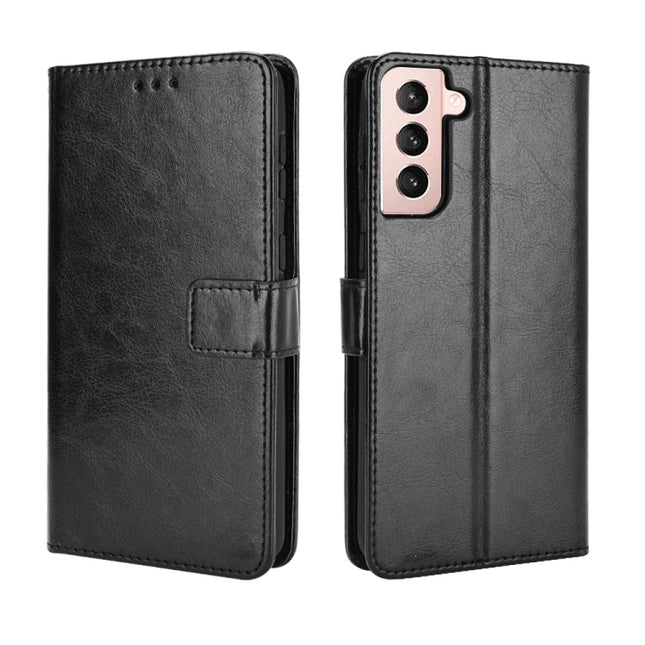 For Samsung Galaxy S21 5G Retro Crazy Horse Texture Horizontal Flip Leather Case with Holder & Card Slots & Photo Frame(Black)-garmade.com