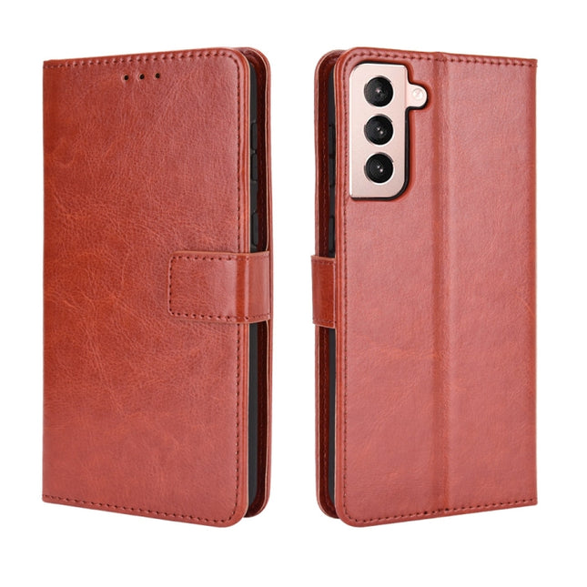 For Samsung Galaxy S21 5G Retro Crazy Horse Texture Horizontal Flip Leather Case with Holder & Card Slots & Photo Frame(Brown)-garmade.com