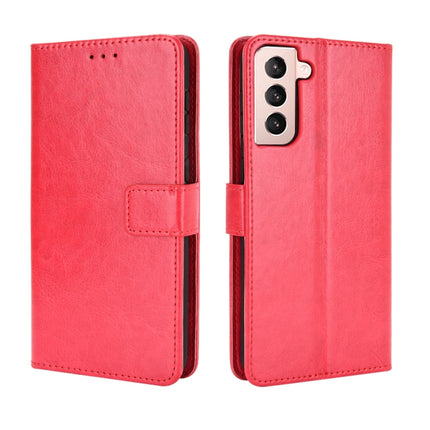 For Samsung Galaxy S21 5G Retro Crazy Horse Texture Horizontal Flip Leather Case with Holder & Card Slots & Photo Frame(Red)-garmade.com