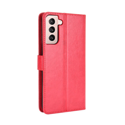 For Samsung Galaxy S21 5G Retro Crazy Horse Texture Horizontal Flip Leather Case with Holder & Card Slots & Photo Frame(Red)-garmade.com