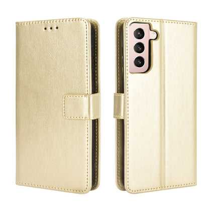 For Samsung Galaxy S21 5G Retro Crazy Horse Texture Horizontal Flip Leather Case with Holder & Card Slots & Photo Frame(Gold)-garmade.com