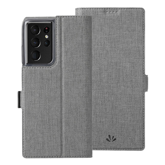 For Samsung Galaxy S21 Ultra 5G ViLi K Series Shockproof TPU + PU Leather Magnetic Buckle Horizontal Flip Case with Card Slots & Wallet & Holder(Grey)-garmade.com