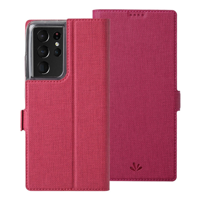 For Samsung Galaxy S21 Ultra 5G ViLi K Series Shockproof TPU + PU Leather Magnetic Buckle Horizontal Flip Case with Card Slots & Wallet & Holder(Rose Red)-garmade.com