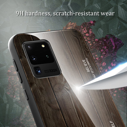 For Samsung Galaxy S20 Wood Grain Glass Protective Case(M01)-garmade.com