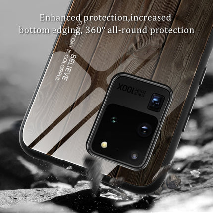 For Samsung Galaxy S20 Wood Grain Glass Protective Case(M01)-garmade.com