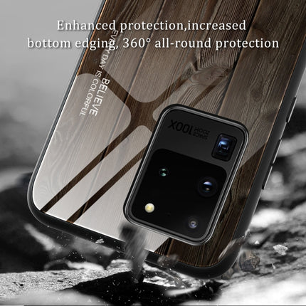 For Samsung Galaxy S20 Wood Grain Glass Protective Case(M02)-garmade.com