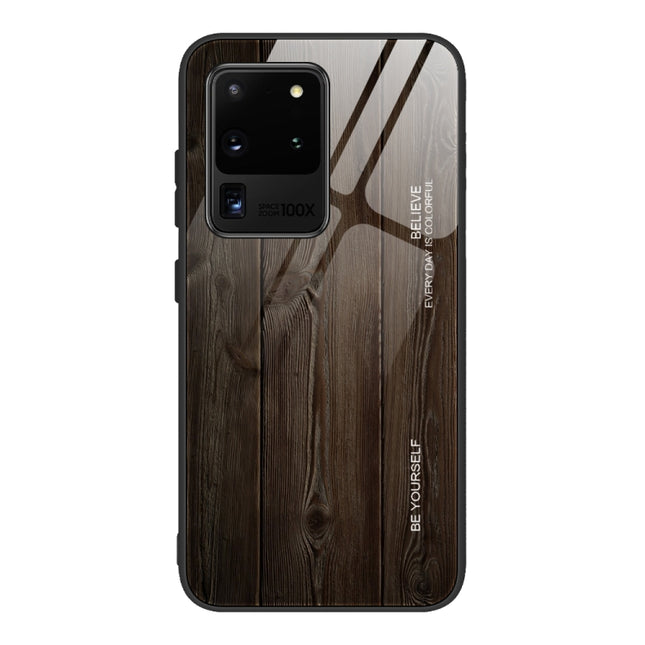 For Samsung Galaxy S20 Plus Wood Grain Glass Protective Case(M01)-garmade.com