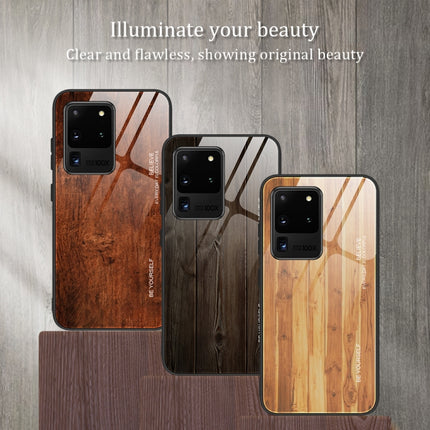 For Samsung Galaxy S20 Plus Wood Grain Glass Protective Case(M02)-garmade.com