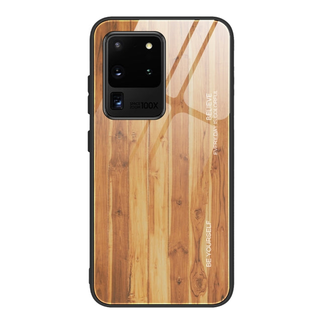 For Samsung Galaxy S20 Plus Wood Grain Glass Protective Case(M03)-garmade.com