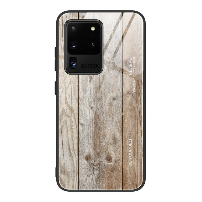 For Samsung Galaxy S20 Plus Wood Grain Glass Protective Case(M04)-garmade.com