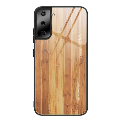 For Samsung Galaxy S21 5G Wood Grain Glass Protective Case(M03)-garmade.com
