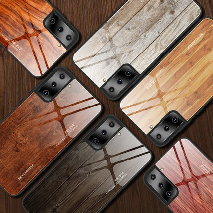 For Samsung Galaxy S21 5G Wood Grain Glass Protective Case(M04)-garmade.com