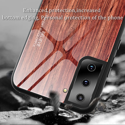 For Samsung Galaxy S21 5G Wood Grain Glass Protective Case(M05)-garmade.com