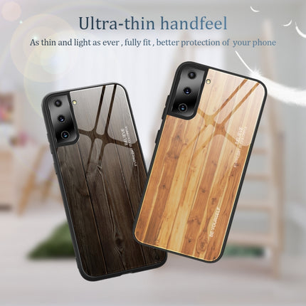 For Samsung Galaxy S21 Plus Wood Grain Glass Protective Case(M01)-garmade.com