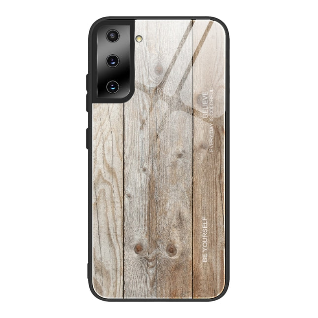 For Samsung Galaxy S21 Plus Wood Grain Glass Protective Case(M04)-garmade.com