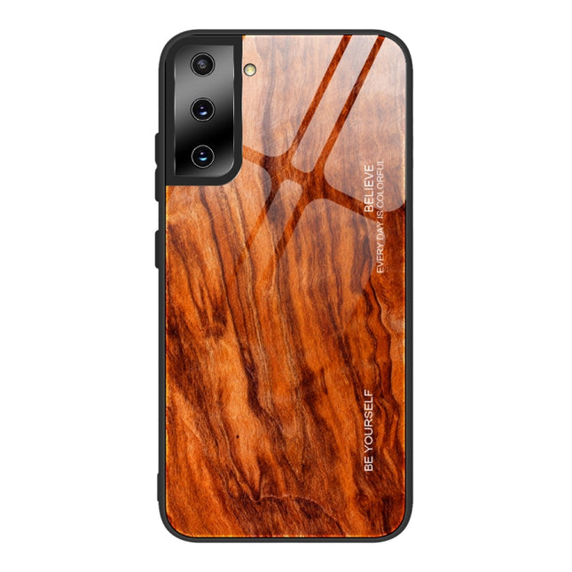 For Samsung Galaxy S21 Plus Wood Grain Glass Protective Case(M06)-garmade.com