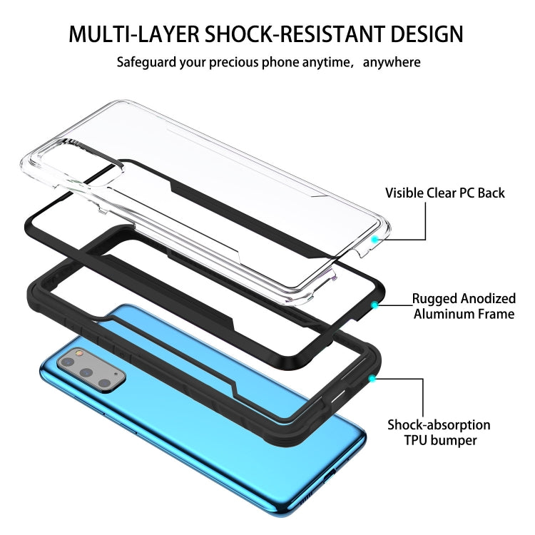 For Samsung Galaxy S20 iPAKY Thunder Series Aluminum Frame + TPU Bumper + Clear PC Shockproof Case(Black)-garmade.com