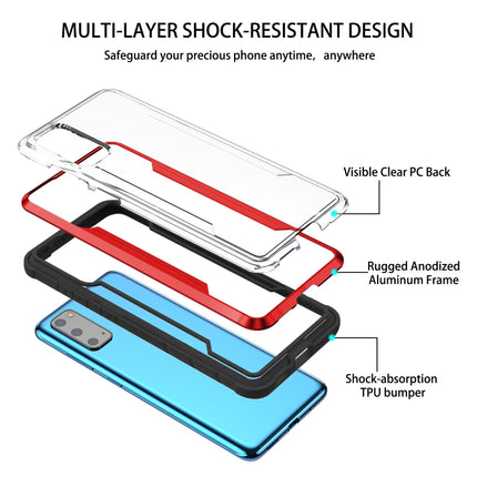 For Samsung Galaxy S20 iPAKY Thunder Series Aluminum Frame + TPU Bumper + Clear PC Shockproof Case(Black + Red)-garmade.com