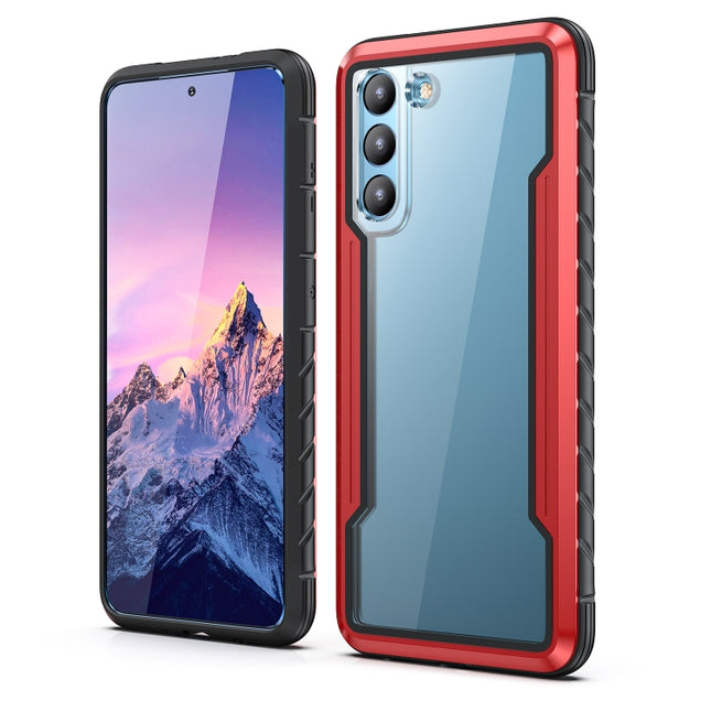 For Samsung Galaxy S21 5G iPAKY Thunder Series Aluminum Frame + TPU Bumper + Clear PC Shockproof Case(Black + Red)-garmade.com