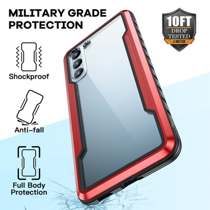 For Samsung Galaxy S21 5G iPAKY Thunder Series Aluminum Frame + TPU Bumper + Clear PC Shockproof Case(Black + Red)-garmade.com