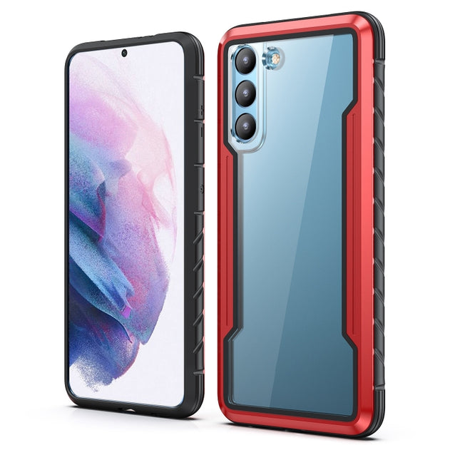 For Samsung Galaxy S21+ 5G iPAKY Thunder Series Aluminum Frame + TPU Bumper + Clear PC Shockproof Case(Black + Red)-garmade.com