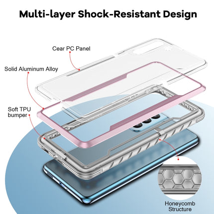 For Samsung Galaxy S21 Ultra 5G iPAKY Thunder Series Aluminum Frame + TPU Bumper + Clear PC Shockproof Case(Rose Gold)-garmade.com