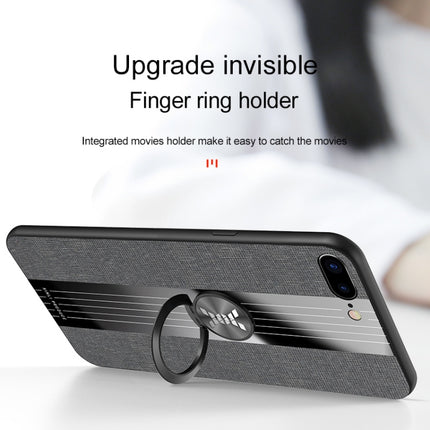 For iPhone 8 /7 XINLI Stitching Cloth Texture Shockproof TPU Protective Case with Ring Holder(Black)-garmade.com