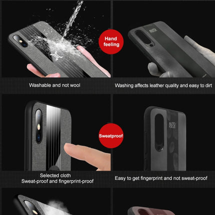 For iPhone X / XS XINLI Stitching Cloth Texture Shockproof TPU Protective Case with Ring Holder(Black)-garmade.com