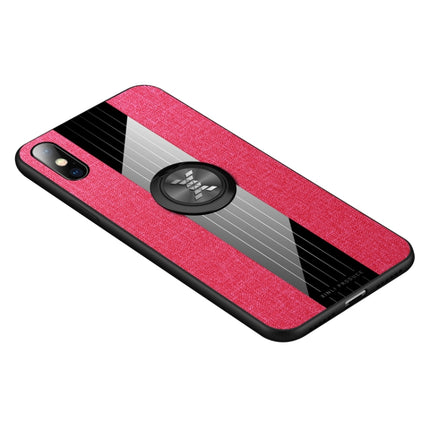 For iPhone X / XS XINLI Stitching Cloth Texture Shockproof TPU Protective Case with Ring Holder(Red)-garmade.com