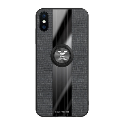 For iPhone XS Max XINLI Stitching Cloth Texture Shockproof TPU Protective Case with Ring Holder(Black)-garmade.com