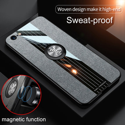 For iPhone 6 / 6s XINLI Stitching Cloth Texture Shockproof TPU Protective Case with Ring Holder(Black)-garmade.com