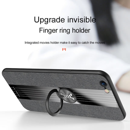 For iPhone 6 / 6s XINLI Stitching Cloth Texture Shockproof TPU Protective Case with Ring Holder(Black)-garmade.com