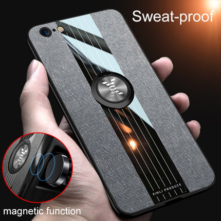 For iPhone 6 / 6s XINLI Stitching Cloth Texture Shockproof TPU Protective Case with Ring Holder(Grey)-garmade.com