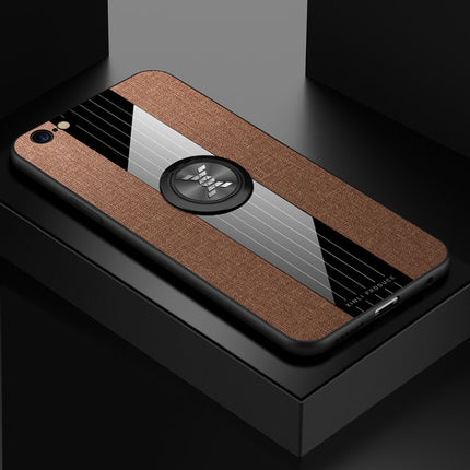 For iPhone 6 / 6s XINLI Stitching Cloth Texture Shockproof TPU Protective Case with Ring Holder(Brown)-garmade.com