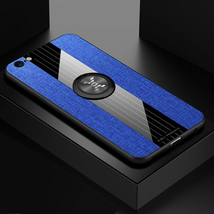 For iPhone 6 Plus / 6s Plus XINLI Stitching Cloth Texture Shockproof TPU Protective Case with Ring Holder(Blue)-garmade.com