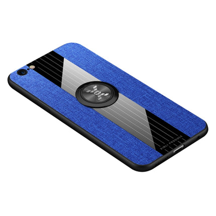 For iPhone 6 Plus / 6s Plus XINLI Stitching Cloth Texture Shockproof TPU Protective Case with Ring Holder(Blue)-garmade.com