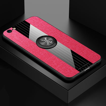 For iPhone 6 Plus / 6s Plus XINLI Stitching Cloth Texture Shockproof TPU Protective Case with Ring Holder(Red)-garmade.com