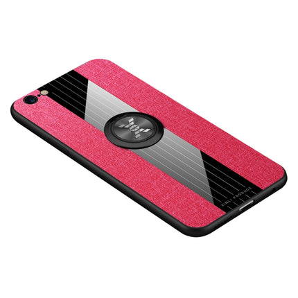 For iPhone 6 Plus / 6s Plus XINLI Stitching Cloth Texture Shockproof TPU Protective Case with Ring Holder(Red)-garmade.com