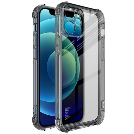 IMAK All-inclusive Shockproof Airbag TPU Case with Screen Protector For iPhone 12 (Transparent Black)-garmade.com